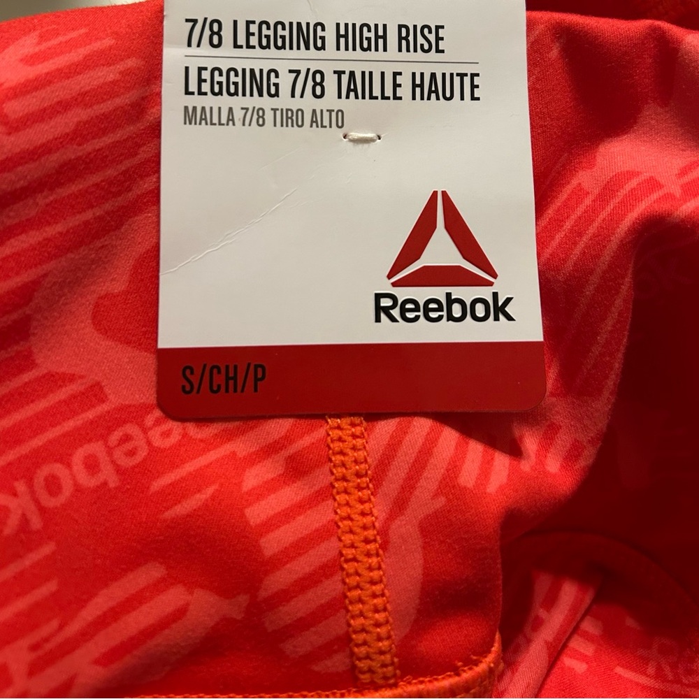 NWT Reebok 7/8 Leggings  Women’s Small Orange Moisture Management High Rise - Picture 6 of 7